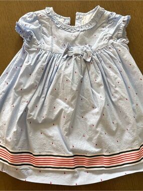 Janie & Jack Light Blue Bow Sundress with Cherry Detail